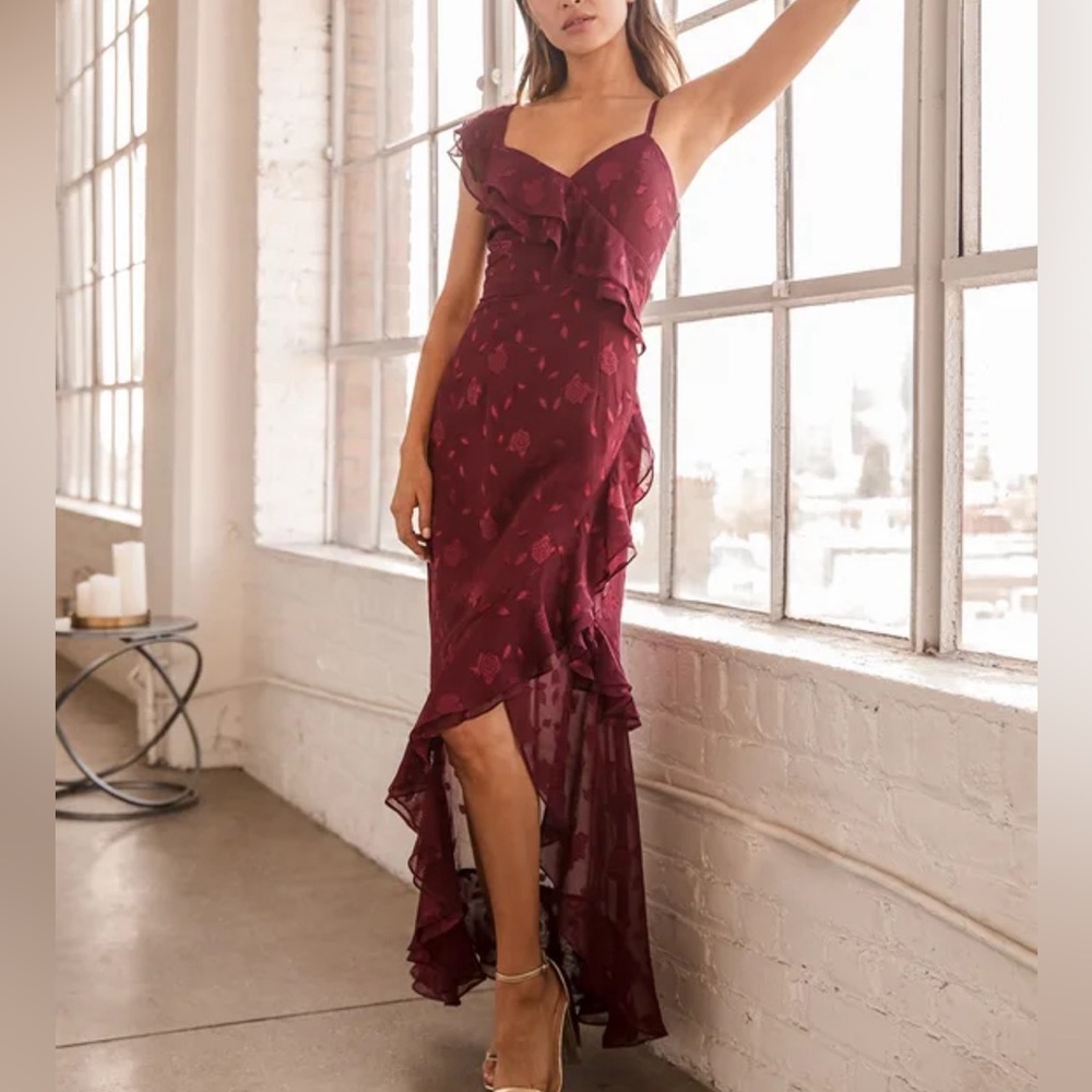 Lulu Floral Jacquard Ruffled Maxi Dress